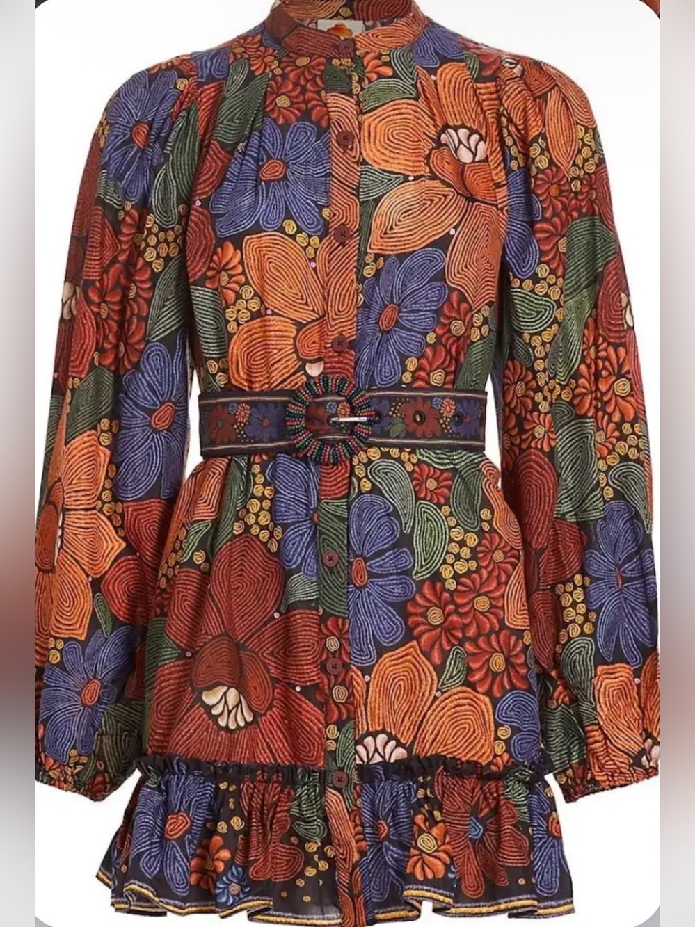 Farm Rio Belted Floral Mini Dress